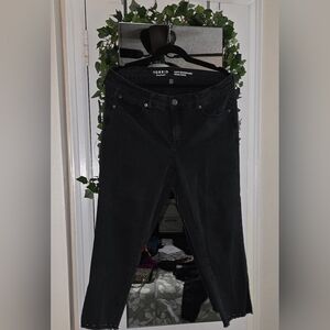Black crop jeans with stud embellishments worn once
